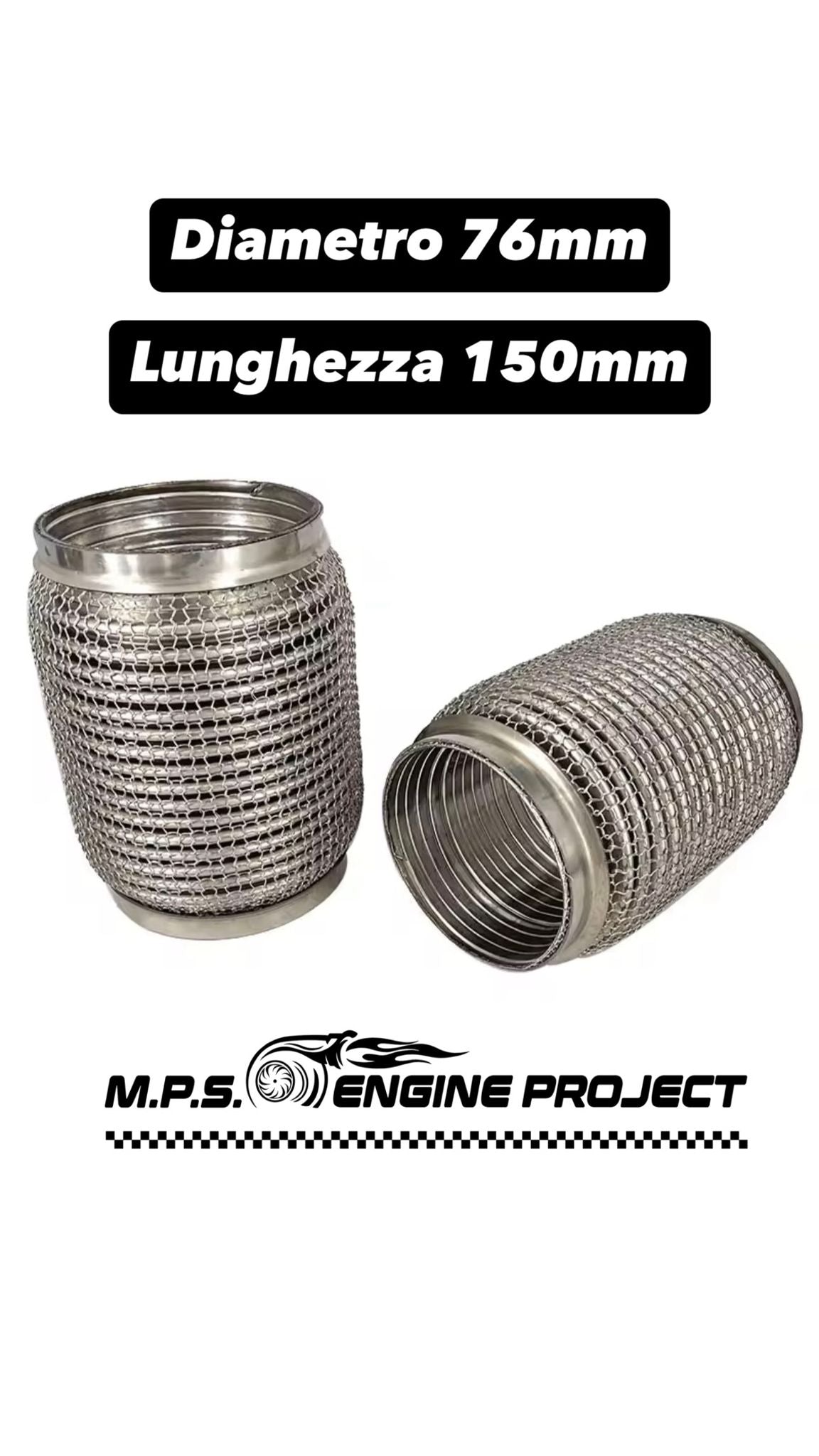 Flessibili per scarico auto in acciaio inox 76x150mm